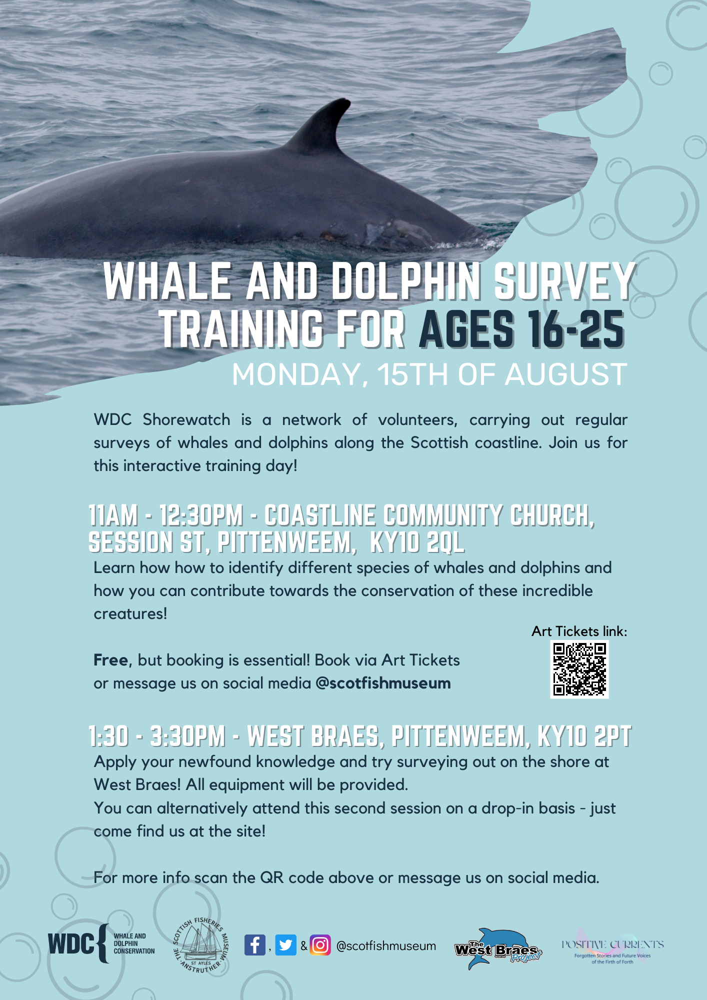 Whale and Dolphin Survey Training for Ages 16-25 with WDC Shorewatch