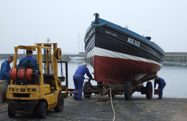 Launching White Wing after the refit